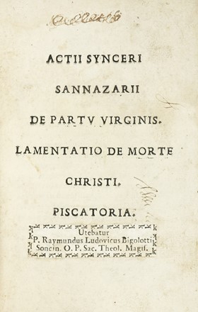  Sannazaro Jacopo : [Arcadia].  - Asta Libri, autografi e manoscritti - Libreria  [..]