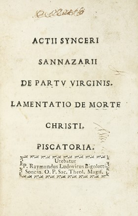  Sannazaro Jacopo : [Arcadia].  - Asta Libri, autografi e manoscritti - Libreria Antiquaria Gonnelli - Casa d'Aste - Gonnelli Casa d'Aste