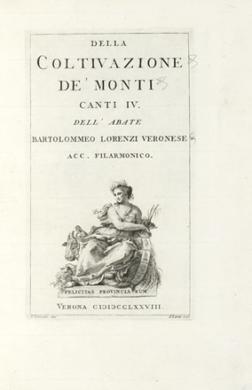  Lorenzi Bartolomeo : Della coltivazione de' monti canti IV. Legatura, Poesia, Letteratura  [..]