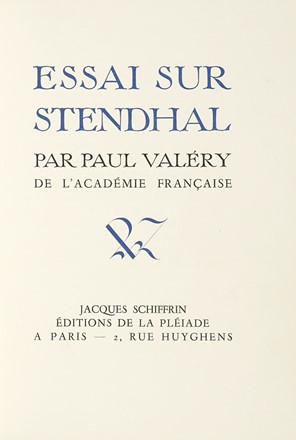  Valéry Paul : Essai sur Stendhal. Letteratura francese, Figurato, Legatura, Letteratura,  [..]