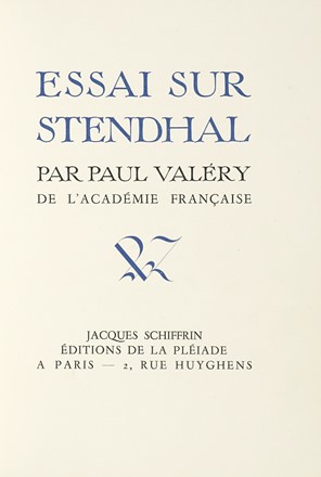  Valry Paul : Essai sur Stendhal.  Stendhal (Beyle Henri, detto)  - Asta Libri, autografi e manoscritti - Libreria Antiquaria Gonnelli - Casa d'Aste - Gonnelli Casa d'Aste