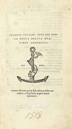  Pontano Giovanni Gioviano : Opera omnia soluta oratione composita. Nomina librorum,  [..]