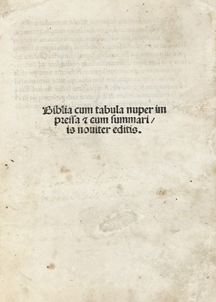 Biblia cum tabula nuper impressa & cum summariis nouiter editis.  - Asta Libri, autografi e manoscritti - Libreria Antiquaria Gonnelli - Casa d'Aste - Gonnelli Casa d'Aste