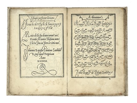  Palatino Giovanni Battista : Compendio del gran volume dell'arte del bene, & leggiadramente scrivere tutte le sorti di lettere e caratteri.  - Asta Libri, autografi e manoscritti - Libreria Antiquaria Gonnelli - Casa d'Aste - Gonnelli Casa d'Aste