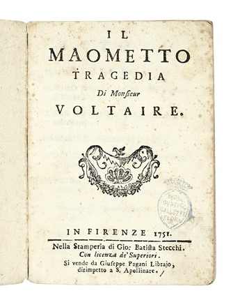  Voltaire François-Marie Arouet (de) : Il Maometto.  - Asta Libri, autografi e manoscritti  [..]