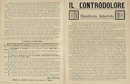  Palazzeschi Aldo : Il controdolore. Manifesto futurista. Futurismo, Arte  - Auction  [..]