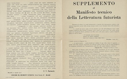  Marinetti Filippo Tommaso : Manifesto tecnico della letteratura futurista.  - Asta Libri, autografi e manoscritti - Libreria Antiquaria Gonnelli - Casa d'Aste - Gonnelli Casa d'Aste