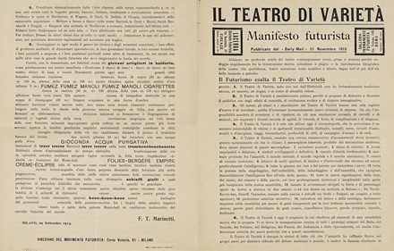  Marinetti Filippo Tommaso : Man[ifesto] dei Drammaturghi futuristi. Futurismo, Teatro, Musica, Teatro, Danza, Arte, Musica, Teatro, Spettacolo, Musica, Teatro, Spettacolo, Musica, Teatro, Spettacolo, Musica, Teatro, Spettacolo  - Auction Books, autographs and manuscripts - Libreria Antiquaria Gonnelli - Casa d'Aste - Gonnelli Casa d'Aste
