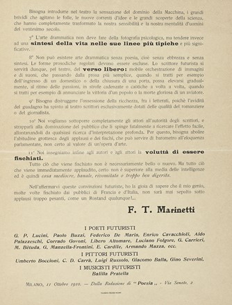  Marinetti Filippo Tommaso : Man[ifesto] dei Drammaturghi futuristi.  - Asta Libri, autografi e manoscritti - Libreria Antiquaria Gonnelli - Casa d'Aste - Gonnelli Casa d'Aste