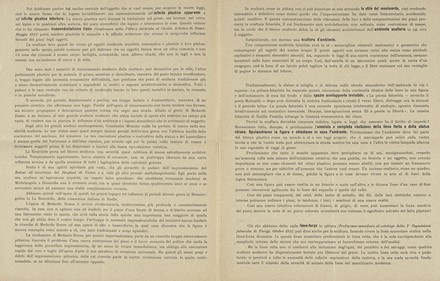  Boccioni Umberto [e altri] : La pittura futurista. Manifesto tecnico.  Carlo Carrà  (Quargnento, 1881 - Milano, 1966), Luigi Russolo  (1885 - 1947), Gino Severini  (Cortona, 1883 - Parigi, 1966), Aroldo Borzagni  - Asta Libri, autografi e manoscritti - Libreria Antiquaria Gonnelli - Casa d'Aste - Gonnelli Casa d'Aste