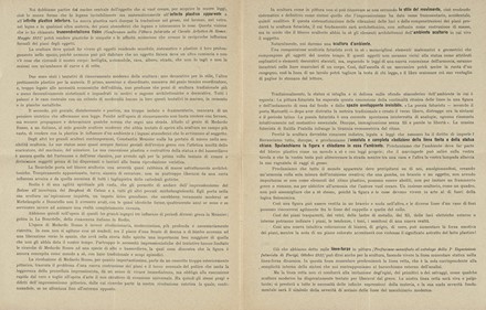  Boccioni Umberto [e altri] : La pittura futurista. Manifesto tecnico.  Carlo Carr  (Quargnento, 1881 - Milano, 1966), Luigi Russolo  (1885 - 1947), Gino Severini  (Cortona, 1883 - Parigi, 1966), Aroldo Borzagni  - Asta Libri, autografi e manoscritti - Libreria Antiquaria Gonnelli - Casa d'Aste - Gonnelli Casa d'Aste