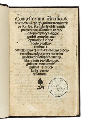  Host von Romberch Johannes : Congestorium artificiose memorie.  - Asta Libri, autografi e manoscritti - Libreria Antiquaria Gonnelli - Casa d'Aste - Gonnelli Casa d'Aste