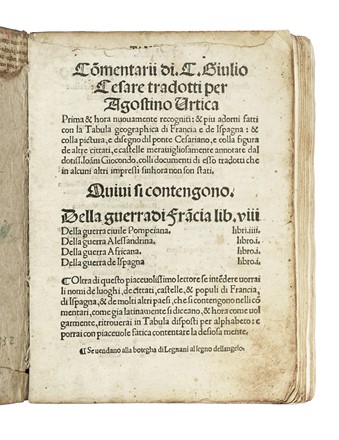  Caesar Gaius Julius : Commentarii... tradotti per Agostino Urtica.  - Asta Libri,  [..]