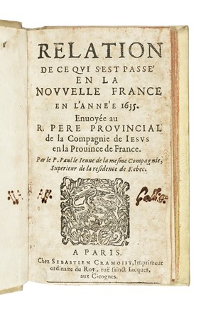  Le Jeune Paul : Relation de ce qui s'est passé en la Nouvelle France, en l'année 1635.  - Asta Libri, autografi e manoscritti - Libreria Antiquaria Gonnelli - Casa d'Aste - Gonnelli Casa d'Aste