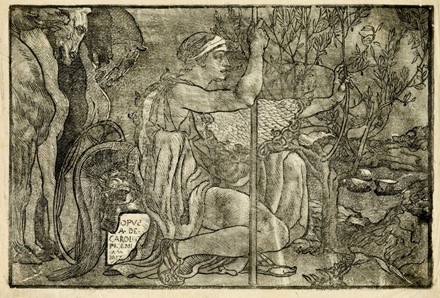  Adolfo De Carolis  (Montefiore dell'Aso, 1874 - Roma, 1928) : Minerva (L'ulivo).  - Auction Modern and Contemporary Art [II Part ] - Libreria Antiquaria Gonnelli - Casa d'Aste - Gonnelli Casa d'Aste