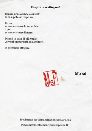  Movimento per l'Emancipazione della Poesia : Lotto composto di 2 poesie.  - Asta Arte Moderna e Contemporanea [Parte II] - Libreria Antiquaria Gonnelli - Casa d'Aste - Gonnelli Casa d'Aste