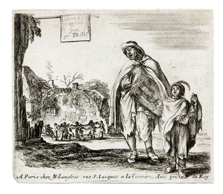  Stefano Della Bella  (Firenze, 1610 - 1664) : Bambino con cucciolo di mastino seduto  [..]