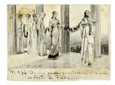  Giulio Aristide Sartorio  (Roma, 1860 - 1932) : Raccolta di disegni originali per Le feste romane di Ruggero Bonghi illustrate da Giulio Aristide Sartorio e Ugo Fleres. Milano, Hoepli, 1891.  - Asta Arte Moderna e Contemporanea [Parte II] - Libreria Antiquaria Gonnelli - Casa d'Aste - Gonnelli Casa d'Aste