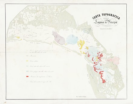  Raffaele Molin  (Attivo nella seconda metà del XIX secolo, ) : Carta Topografica della Laguna di Venezia.  - Asta Arte Antica [Parte I] - Libreria Antiquaria Gonnelli - Casa d'Aste - Gonnelli Casa d'Aste