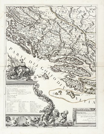 Giacomo Cantelli da Vignola  (Vignola, 1643 - Modena, 1695) : Dalmatia maritima Occidentale, Dalmatia maritima Orientale descritta sù l'Esemplare delle Carte piú esatte e divisa con la direzione delle piú recenti Notizie dal Cantelli da Vignola Geografo del Ser:mo Duca di Modena.  - Asta Arte Antica [Parte I] - Libreria Antiquaria Gonnelli - Casa d'Aste - Gonnelli Casa d'Aste