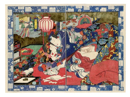  Artista di scuola Utagawa (metà XIX secolo) : Cinque tavole ukyo-e shunga.  - Asta Arte Antica [Parte I] - Libreria Antiquaria Gonnelli - Casa d'Aste - Gonnelli Casa d'Aste