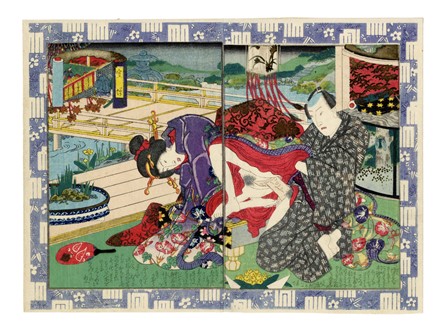  Artista di scuola Utagawa (met XIX secolo) : Cinque tavole ukyo-e shunga.  - Asta Arte Antica [Parte I] - Libreria Antiquaria Gonnelli - Casa d'Aste - Gonnelli Casa d'Aste