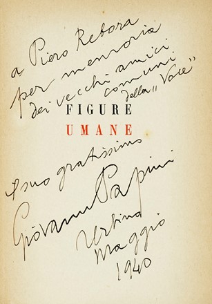 Lotto di 3 opere di letteratura italiana.  Gabriele D'Annunzio  (1863 - 1938), Giovanni Papini  (Firenze, 1881 - Firenze, 1956)  - Asta Libri, autografi e manoscritti - Libreria Antiquaria Gonnelli - Casa d'Aste - Gonnelli Casa d'Aste