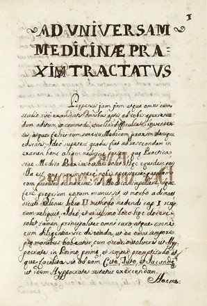 Ad Universam Medicinae Praxim Tractatus. Medicina  - Auction Books, autographs and manuscripts - Libreria Antiquaria Gonnelli - Casa d'Aste - Gonnelli Casa d'Aste