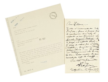 Raccolta di 81 tra lettere, biglietti, cartoline, poesie di politici letterati ecc., posta Par Baloon (con pallone aerostatico) ecc. Storia, Storia, Diritto e Politica  - Auction Books, autographs and manuscripts - Libreria Antiquaria Gonnelli - Casa d'Aste - Gonnelli Casa d'Aste