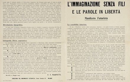  Marinetti Filippo Tommaso : L?immaginazione senza fili e le parole in libertà.  Valentine (de) Saint-Point  - Asta Libri, autografi e manoscritti - Libreria Antiquaria Gonnelli - Casa d'Aste - Gonnelli Casa d'Aste
