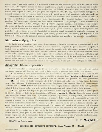  Marinetti Filippo Tommaso : L?immaginazione senza fili e le parole in libertà.  - Asta Libri, autografi e manoscritti - Libreria Antiquaria Gonnelli - Casa d'Aste - Gonnelli Casa d'Aste