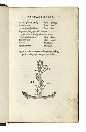  Pontano Giovanni Gioviano : Pontani Opera. Urania, sive De stellis libri quinque...  - Asta Libri, autografi e manoscritti - Libreria Antiquaria Gonnelli - Casa d'Aste - Gonnelli Casa d'Aste