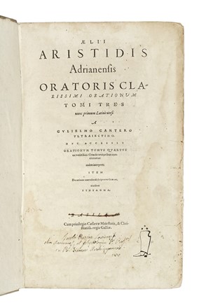  Philo (Alexandrinus) : Libri antiquitatum. Quaestionum et solutionum in Genesin. De Essaeis. De nominibus hebraicis. De mundo...  Aelius Aristides  - Asta Libri, autografi e manoscritti - Libreria Antiquaria Gonnelli - Casa d'Aste - Gonnelli Casa d'Aste