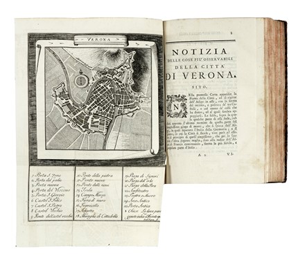  Montanari Pietro : La Verona illustrata ridotta in compendio principalmente per uso de' forestieri con varie aggiunte. Premessa in ristretto la vita del marchese Scipione Maffei. Parte prima [-seconda]. Geografia e viaggi, Storia locale, Storia, Diritto e Politica  - Auction Books, autographs and manuscripts - Libreria Antiquaria Gonnelli - Casa d'Aste - Gonnelli Casa d'Aste