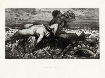  Arnold Böcklin  (Basilea, 1827 - Fiesole, 1901) [da] : Lotto composto di 2 incisioni.  - Asta Arte Antica, Moderna e Contemporanea [parte II] - Libreria Antiquaria Gonnelli - Casa d'Aste - Gonnelli Casa d'Aste
