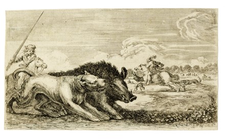  Stefano Della Bella  (Firenze, 1610 - 1664) : La caccia al cinghiale.  - Asta Arte Antica, Moderna e Contemporanea [parte I] - Libreria Antiquaria Gonnelli - Casa d'Aste - Gonnelli Casa d'Aste