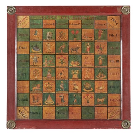 Gioco del biribisso completo di ruota girevole per l'estrazione dei numeri.  - Asta Arte Antica, Moderna e Contemporanea [parte I] - Libreria Antiquaria Gonnelli - Casa d'Aste - Gonnelli Casa d'Aste