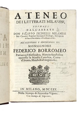  Corio Bernardino : L'historia di Milano volgarmente scritta...  Filippo Picinelli  - Asta Libri, Autografi e Manoscritti - Libreria Antiquaria Gonnelli - Casa d'Aste - Gonnelli Casa d'Aste