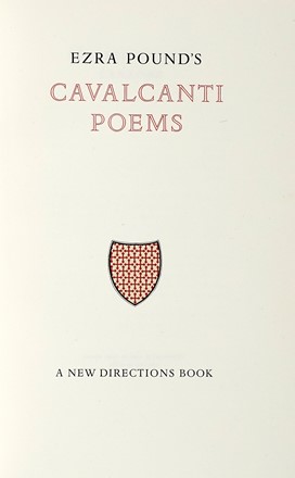  Pound Ezra : Cavalcanti Poems.  Guido Cavalcanti  - Asta Libri, Autografi e Manoscritti - Libreria Antiquaria Gonnelli - Casa d'Aste - Gonnelli Casa d'Aste