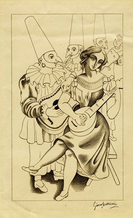  Gino Severini  (Cortona, 1883 - Parigi, 1966) : Colombina - Biglietto di auguri per il nuovo anno.  - Asta Arte Antica, Moderna e Contemporanea [parte II] - Libreria Antiquaria Gonnelli - Casa d'Aste - Gonnelli Casa d'Aste