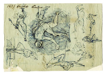 Studio per figura femminile genuflessa.  - Auction Arte Antica, Moderna e Contemporanea [parte I] - Libreria Antiquaria Gonnelli - Casa d'Aste - Gonnelli Casa d'Aste
