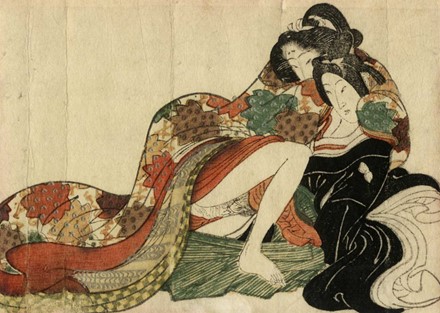  Kawanabe Ky?sai  (Koga (Ibaraki), 1831 - Tokyo, 1889) [attribuito a] : Scena erotica a lume di candela.  - Asta Arte Antica, Moderna e Contemporanea [parte I] - Libreria Antiquaria Gonnelli - Casa d'Aste - Gonnelli Casa d'Aste