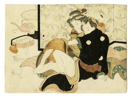  Kawanabe Ky?sai  (Koga (Ibaraki), 1831 - Tokyo, 1889) [attribuito a] : Scena erotica a lume di candela.  - Asta Arte Antica, Moderna e Contemporanea [parte I] - Libreria Antiquaria Gonnelli - Casa d'Aste - Gonnelli Casa d'Aste
