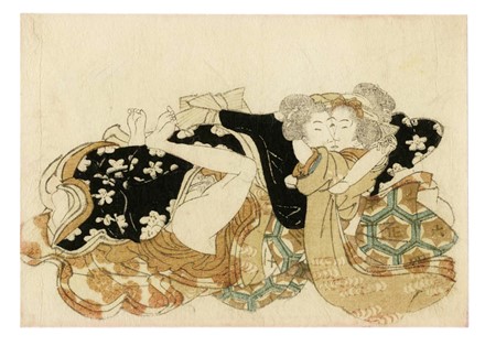  Kawanabe Ky?sai  (Koga (Ibaraki), 1831 - Tokyo, 1889) [attribuito a] : Scena erotica a lume di candela.  - Asta Arte Antica, Moderna e Contemporanea [parte I] - Libreria Antiquaria Gonnelli - Casa d'Aste - Gonnelli Casa d'Aste