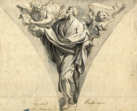 Il profeta Ezechiele (r) / Figura ammantata stante e angelo (v).  - Auction Arte Antica, Moderna e Contemporanea [parte I] - Libreria Antiquaria Gonnelli - Casa d'Aste - Gonnelli Casa d'Aste