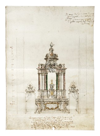  Anonimo del XVIII secolo : Tre grandi studi per baldacchino.  - Asta Arte Antica, Moderna e Contemporanea [parte I] - Libreria Antiquaria Gonnelli - Casa d'Aste - Gonnelli Casa d'Aste
