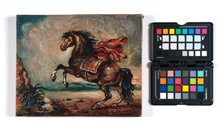  Giorgio De Chirico  (Volos, 1888 - Roma, 1978) : Cavallo con manto rosso.  - Asta Arte Antica, Moderna e Contemporanea [parte II] - Libreria Antiquaria Gonnelli - Casa d'Aste - Gonnelli Casa d'Aste