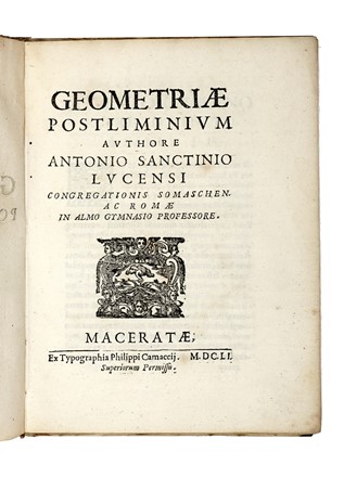  Santini Antonio : Geometriae postliminium...  - Asta Libri, Autografi e Manoscritti - Libreria Antiquaria Gonnelli - Casa d'Aste - Gonnelli Casa d'Aste