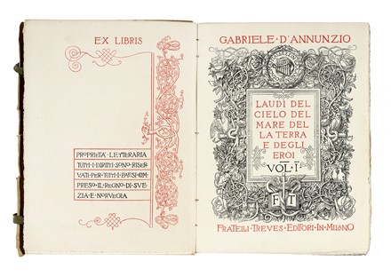  D'Annunzio Gabriele : Laudi del cielo del mare della terra e degli eroi. Vol. I (-II).  - Asta Libri, Autografi e Manoscritti - Libreria Antiquaria Gonnelli - Casa d'Aste - Gonnelli Casa d'Aste