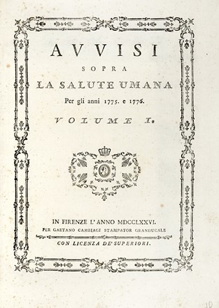 Avvisi sopra la salute umana.  - Asta Libri, Autografi e Manoscritti - Libreria Antiquaria Gonnelli - Casa d'Aste - Gonnelli Casa d'Aste